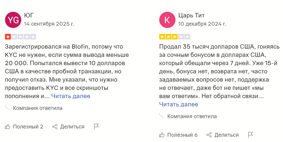 BloFin — отзывы, криптобиржа без лицензий и ответственности