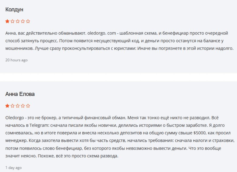 Разоблачение и отзывы брокера Oledorgo: фиктивные лицензии, несуществующая поддержка и признаки мошенничества