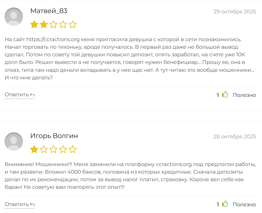 Ccractions: отзіві, проверка лицензий, надежность брокера