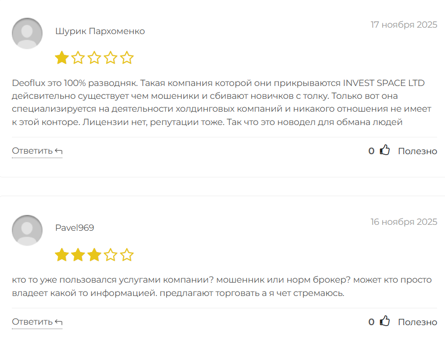 Deoflux: отзывы, проверка лицензий и реальные признаки деятельности