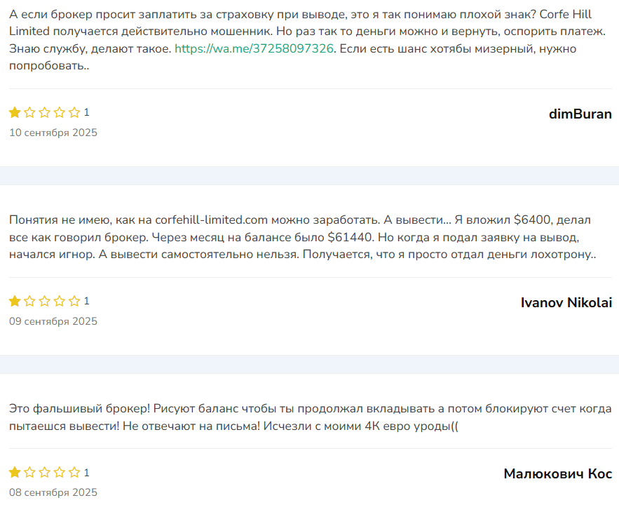 Corfe Hill Limited — отзывы о брокере: реальная инвестиционная платформа или очередная имитация надёжности?