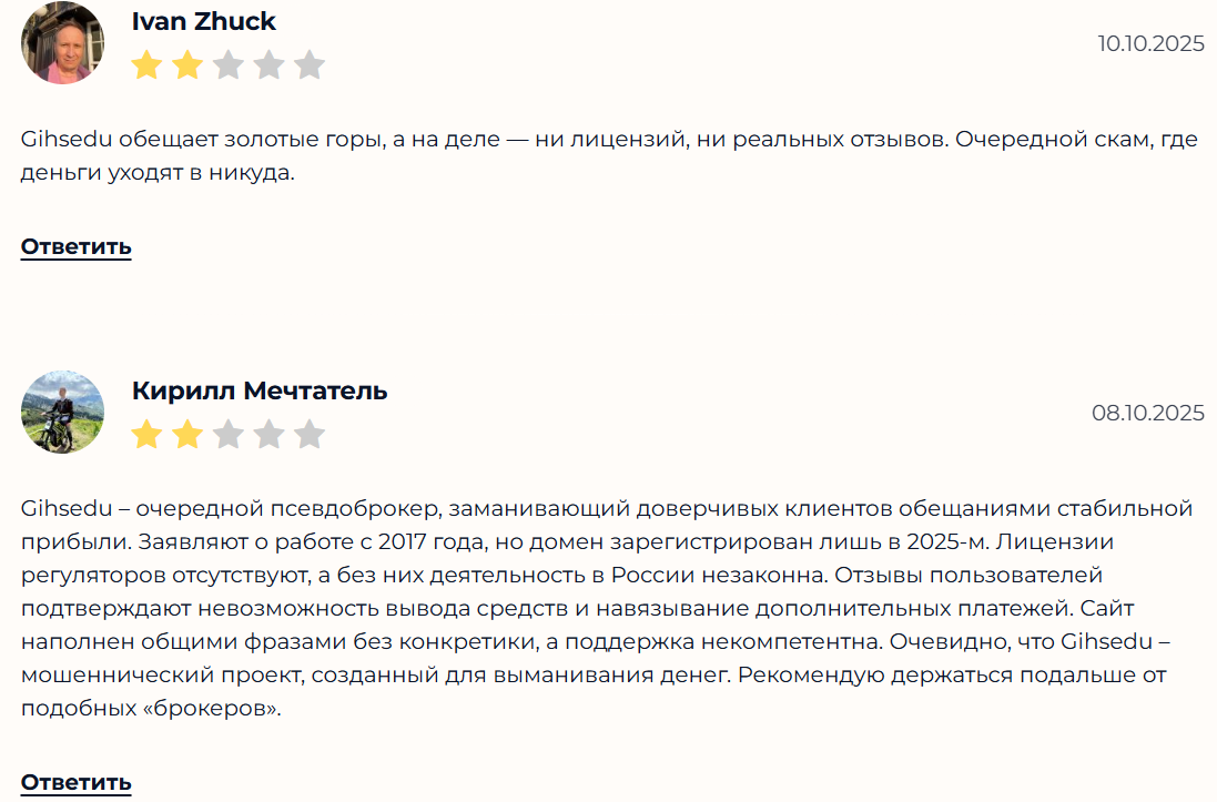 Gihsedu — отзывы о брокере и разбор реальной деятельности