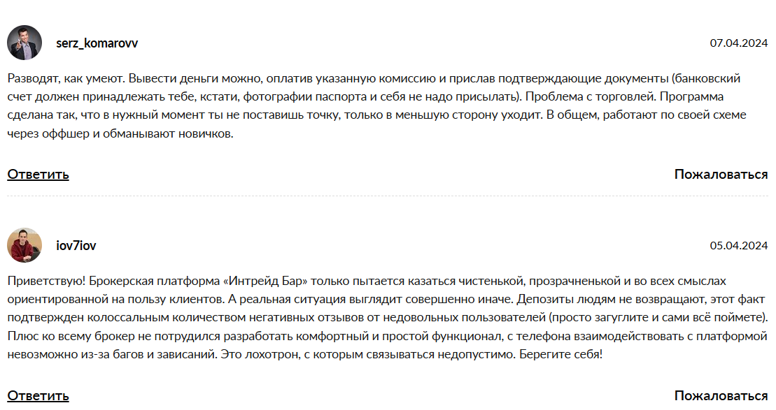 Intrade Bar — отзывы о платформе и проверка заявлений брокера