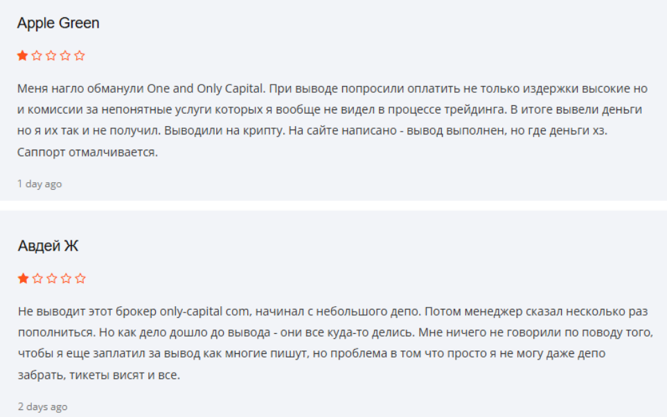 One and Only Capital — отзывы о брокере и проверка лицензии MAS