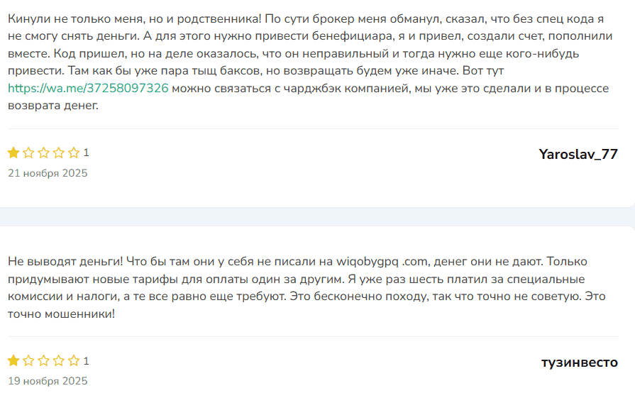 Wiqobyg PQ — отзывы и проверка брокера: реальные лицензии или имитация регуляции?