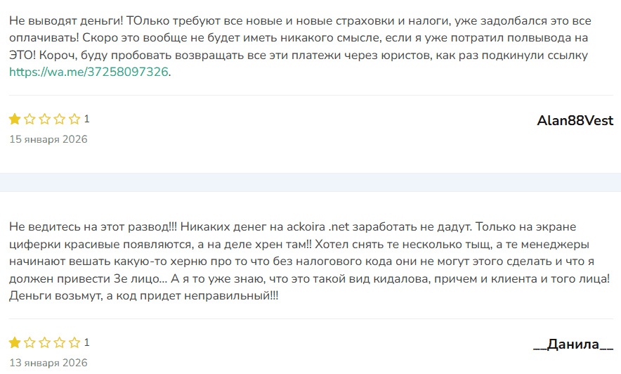 Ackoira — отзывы о брокере: «лицензия DFSA» на словах и нулевые результаты проверки